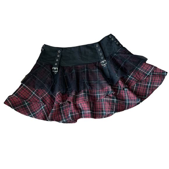 Hot Topic Maroon Plaid Yoke Skirt Plus Size XL - Picture 4 of 11